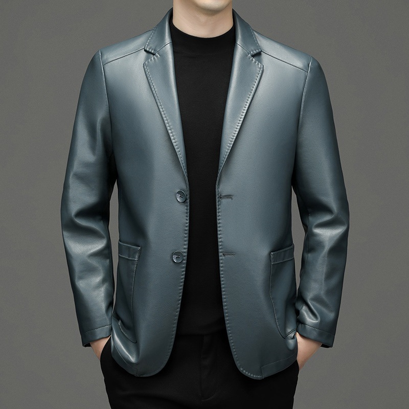 Men'S Fashion Leather Jacket - Novos homens de couro genuíno blazers