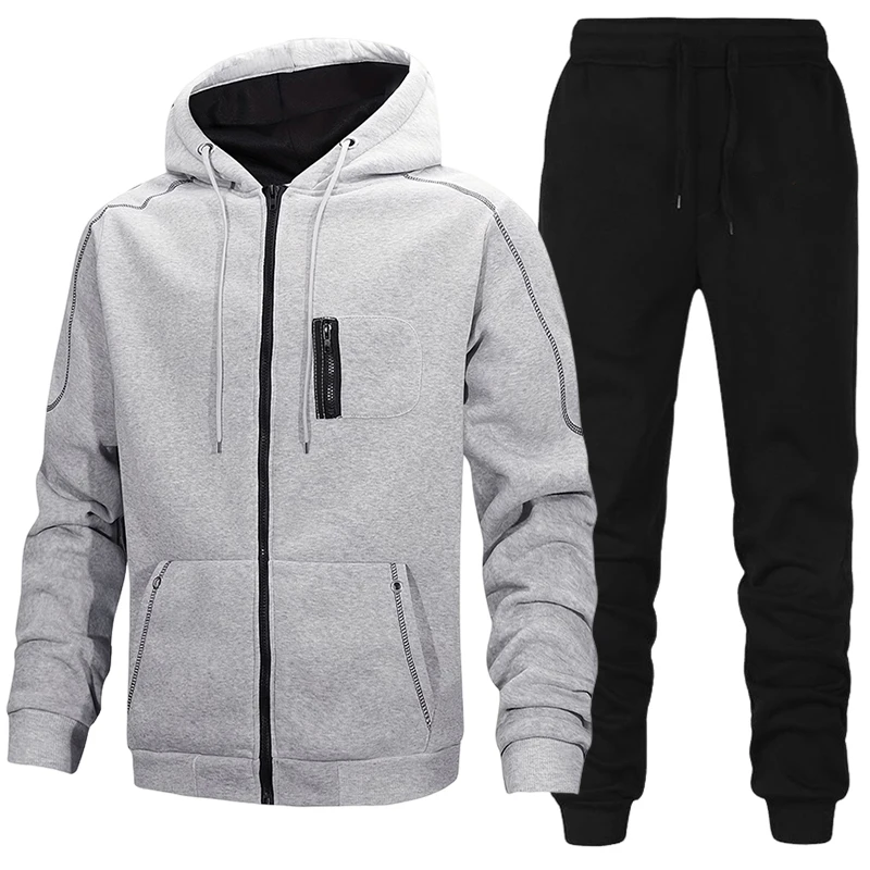 Men'S Fashion Zipper Hoodie - Conjunto de Moletom Masculino Fashion, Casaco