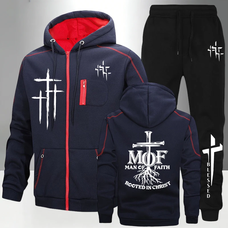 Men'S Fashion Zipper Hoodie - Conjunto Masculino de Moletom com Zíper