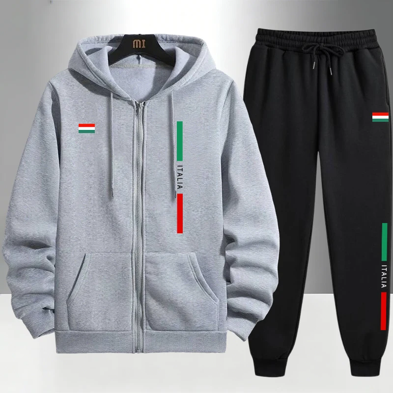 Men'S Fashion Zipper Hoodie - Conjunto Masculino de Moda Italiana: Agasalho