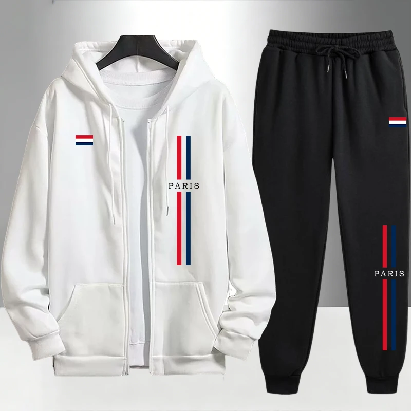 Men'S Fashion Zipper Hoodie - Conjunto Masculino de Moda Paris: Agasalho