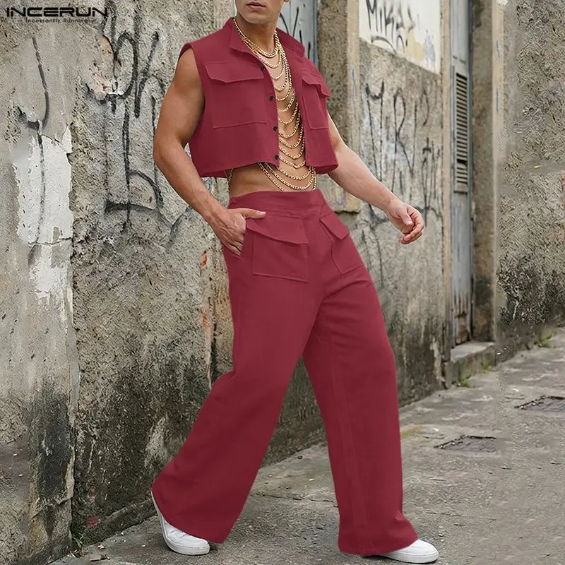 Men Fashion Upper - Conjuntos Masculinos INCERUN: Camisetas Regata Sólidas