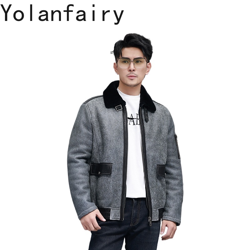 Men'S Fashion Leather Jacket - Yolanfairy curto casaco de pele natural