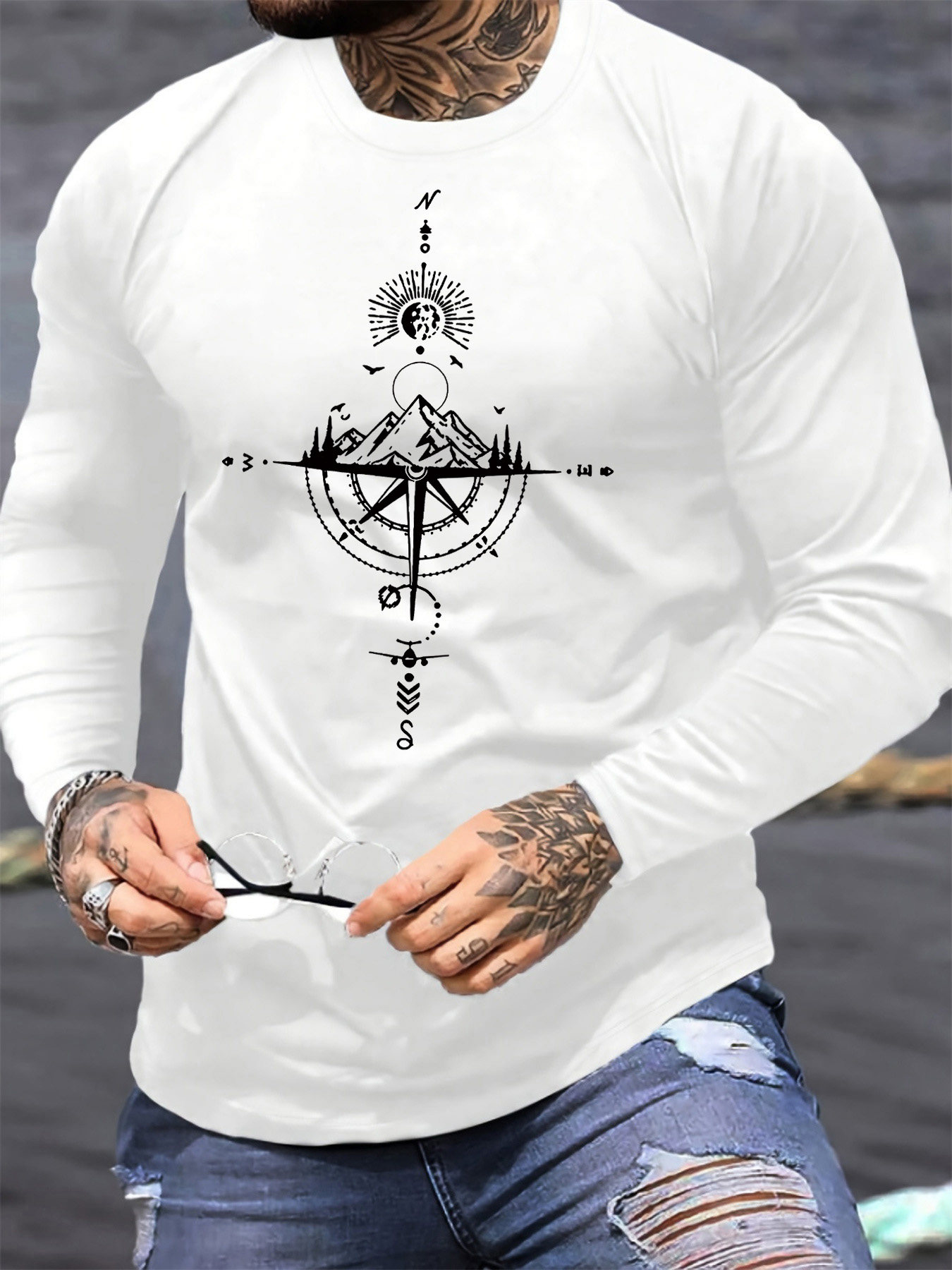 Men Fashion Upper - 100% algodão puro masculino manga comprida