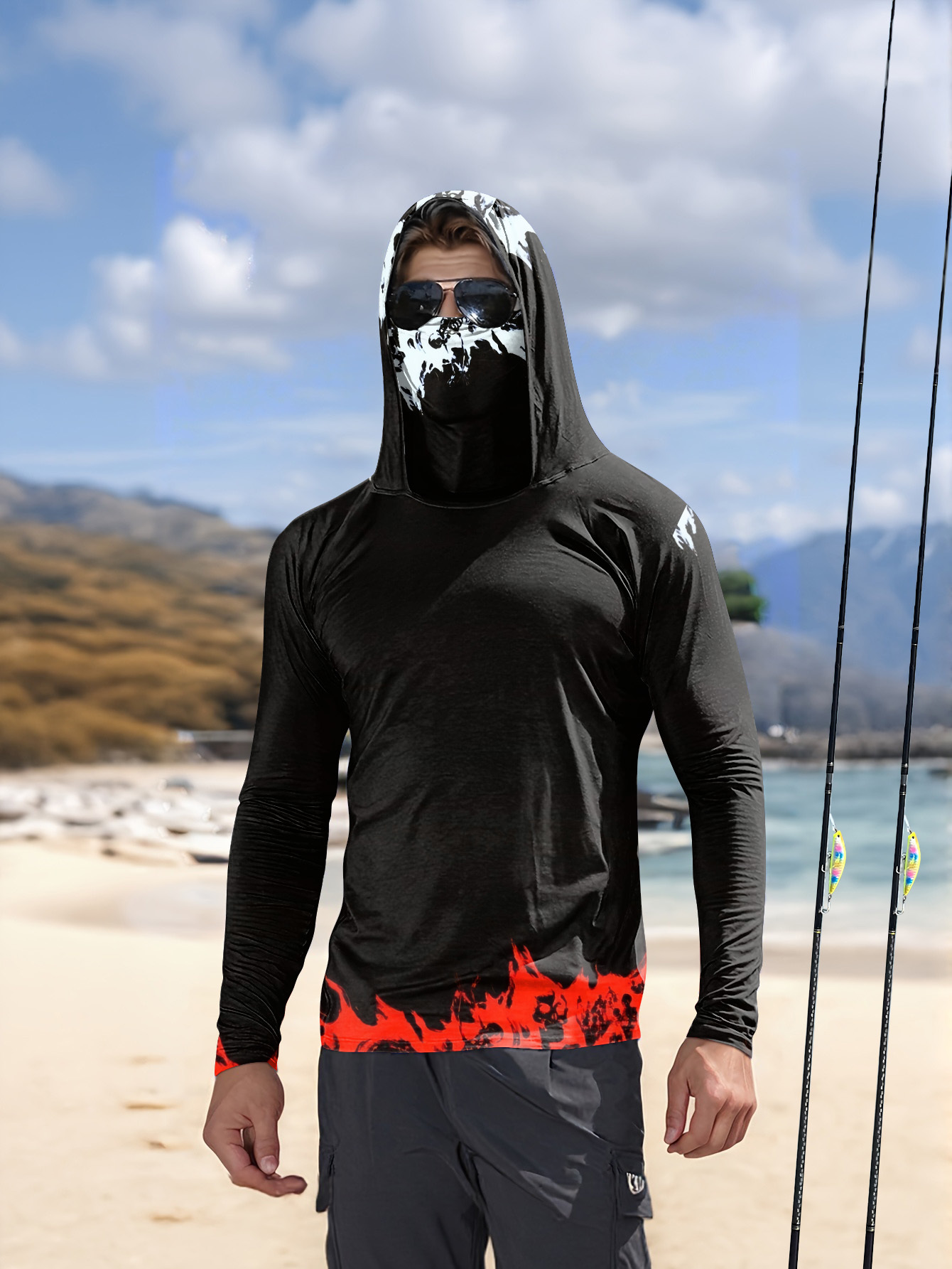 Men Fashion Upper - Camisa de pesca masculina com capuz,