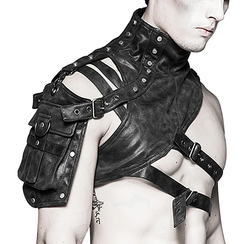 Men'S Fashion Leather Jacket - Armadura de couro medieval steampunk, colete