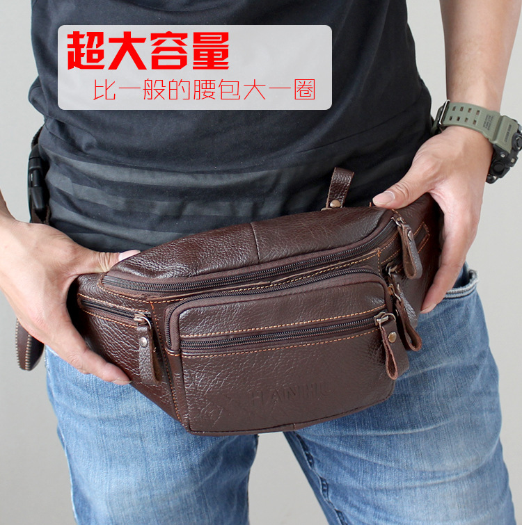 Leather Belt Braided - Bolsa de cintura de couro genuíno
