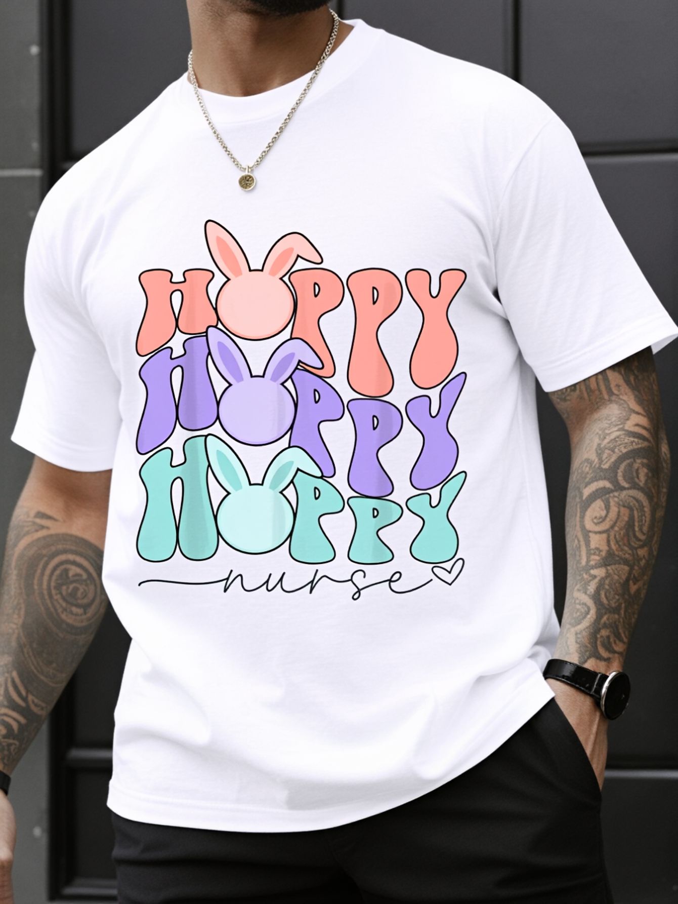 Men'S Fashion Easter - Camiseta retrô de enfermeira Easter Hoppy