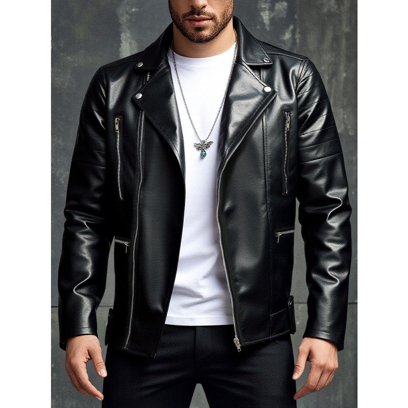 Men'S Fashion Leather Jacket - Nova Jaqueta Masculina de Couro, Estilo