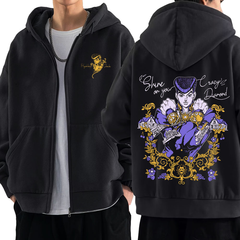 Men'S Fashion Zipper Hoodie - Anime jojo bizarre aventura zíper hoodies