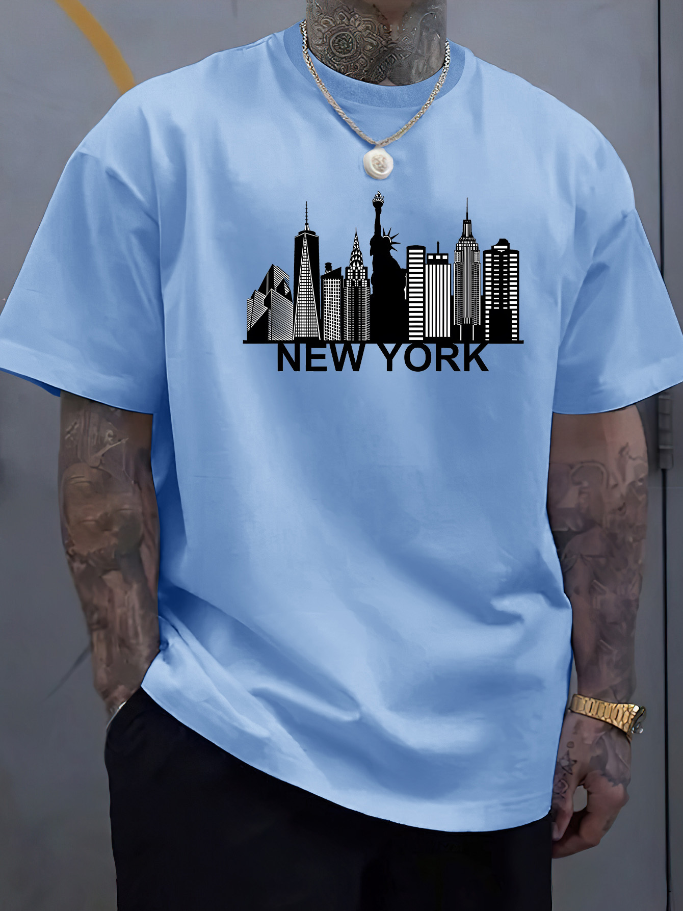 York Men'S Fashion - Camiseta masculina de algodão com estampa