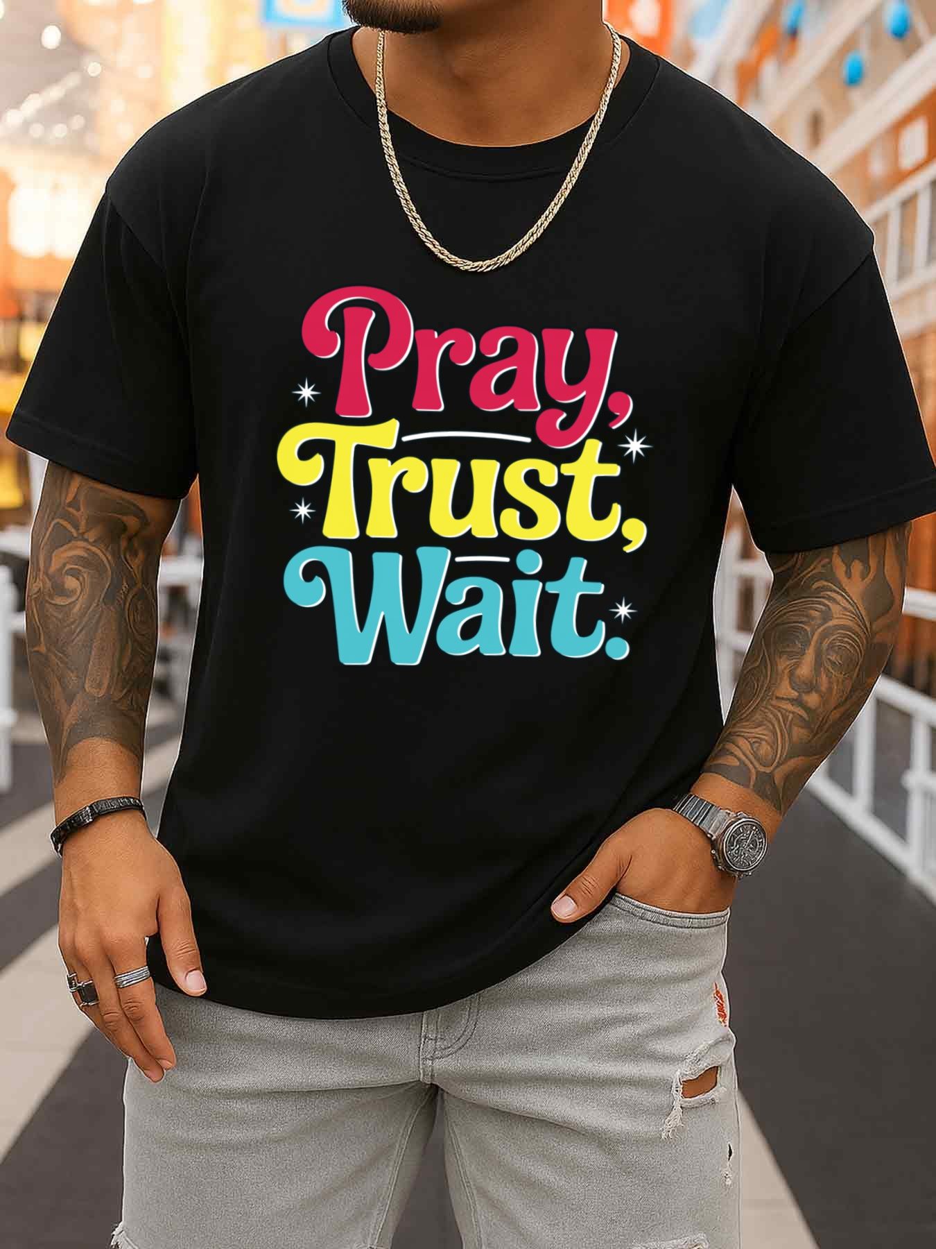 Men'S Fashion Easter - Camiseta masculina preta com gola redonda,