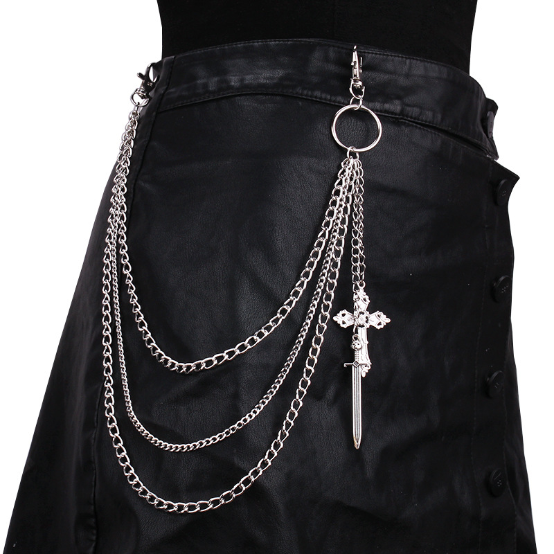 Leather Belt Braided - Hip hop crânio cruz calças cintura