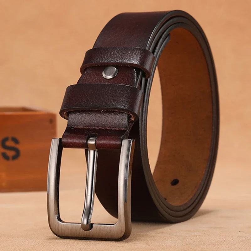 Leather Belt Braided - Cintos de couro genuíno masculinos de