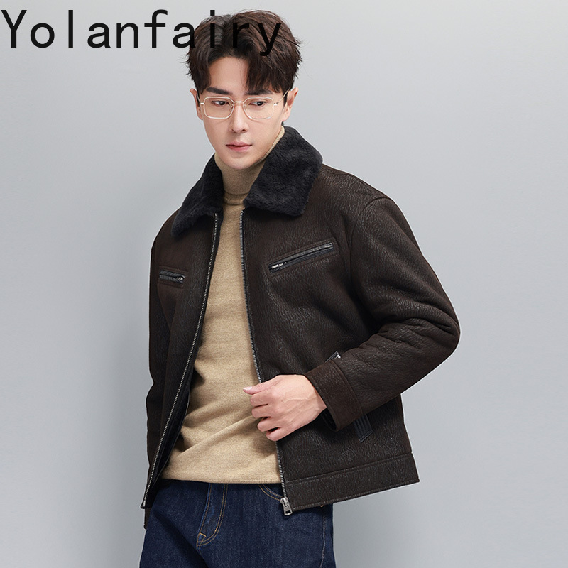 Yolanfairy moda vintage casaco - Men'S Fashion Leather Jacket avaliação e preço