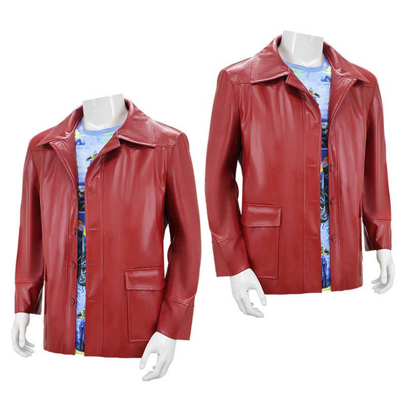 Jaqueta de Couro Vermelha Masc - Men'S Fashion Leather Jacket avaliação e preço