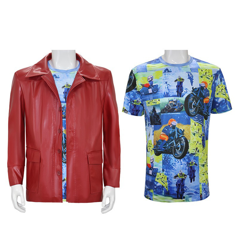Jaqueta de Couro Vermelha Masc - Men'S Fashion Leather Jacket avaliação e preço