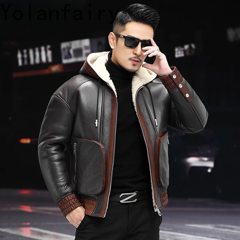 Yolanfairy casaco de pele de l - Men'S Fashion Leather Jacket avaliação e preço