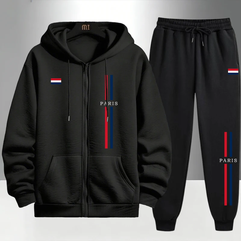 Conjunto Masculino de Moda Par - Men'S Fashion Zipper Hoodie avaliação e preço