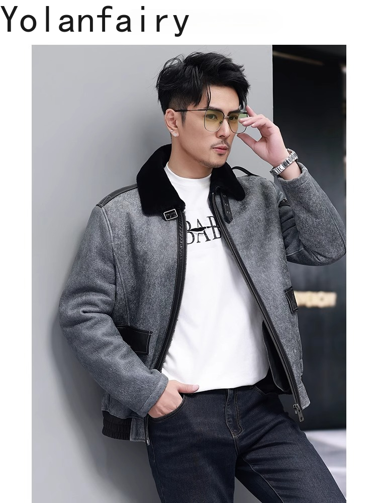 Yolanfairy curto casaco de pel - Men'S Fashion Leather Jacket avaliação e preço