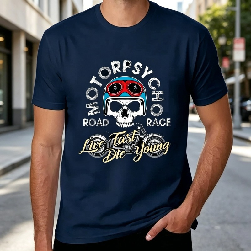 Camiseta Motopsyco Biker Skull - Men'S Fashion Quotes avaliação e preço