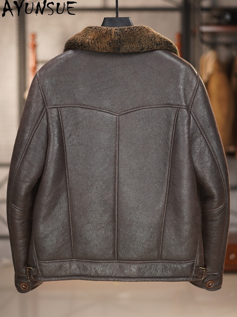 AYUNSUE Casaco de Pele 100% Na - Men'S Fashion Leather Jacket avaliação e preço