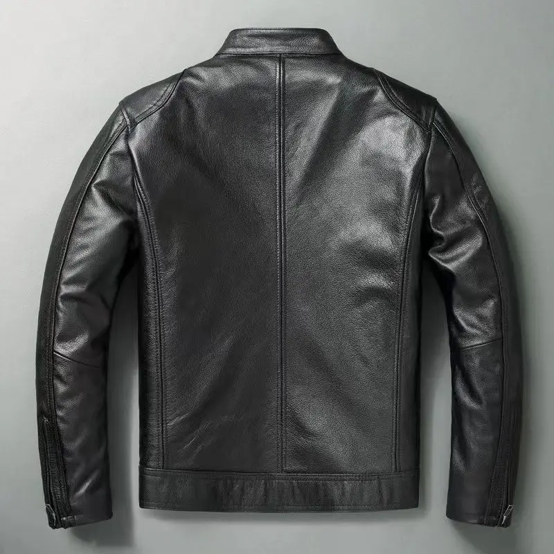 Jaqueta de couro genuína para  - Men'S Fashion Leather Jacket avaliação e preço
