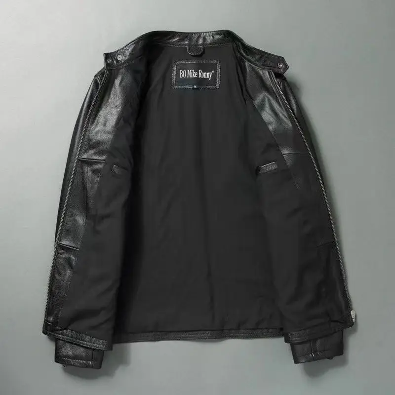 Jaqueta de couro genuína para  - Men'S Fashion Leather Jacket avaliação e preço