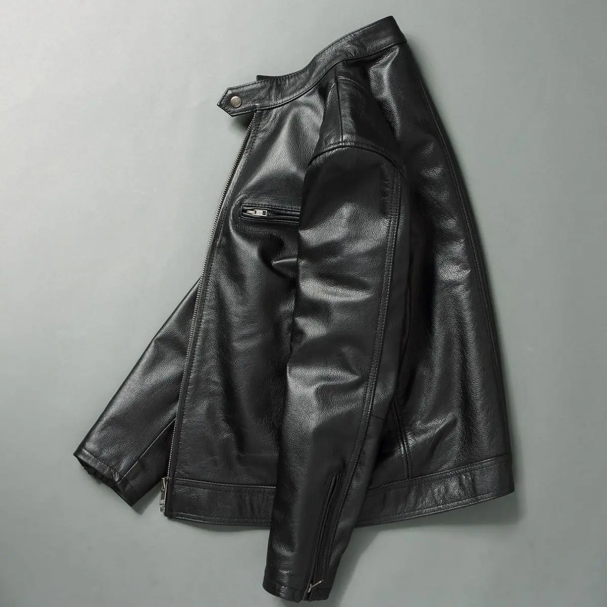 Jaqueta de couro genuína para  - Men'S Fashion Leather Jacket avaliação e preço